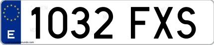 Ejemplo de matrícula española 1032 FXS