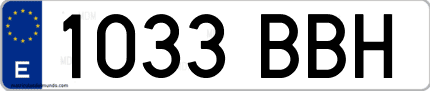 Ejemplo de matrícula de coche ordinaria 1033 BBH