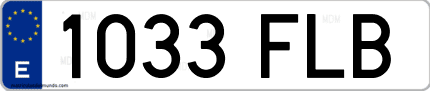 Ejemplo de matrícula de coche ordinaria 1033 FLB