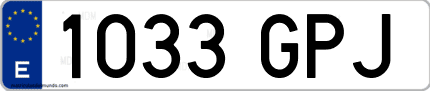 Ejemplo de matrícula de coche ordinaria 1033 GPJ