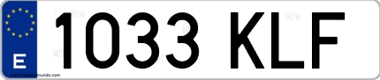Ejemplo de matrícula de coche ordinaria 1033 KLF