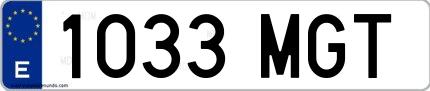 Ejemplo de matrícula española 1033 MGT