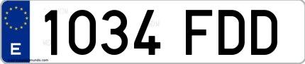 Ejemplo de matrícula española 1034 FDD