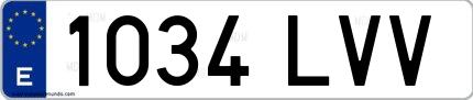 Ejemplo de matrícula española 1034 LVV