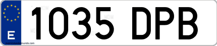 Ejemplo de matrícula de coche ordinaria 1035 DPB