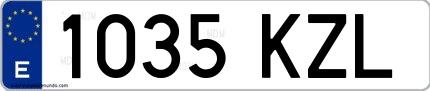 Ejemplo de matrícula española 1035 KZL