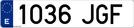 Ejemplo de matrícula de coche ordinaria 1036 JGF