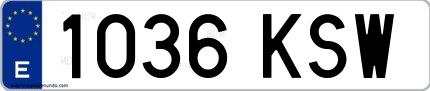 Ejemplo de matrícula española 1036 KSW