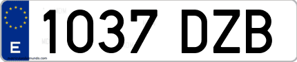 Ejemplo de matrícula de coche ordinaria 1037 DZB