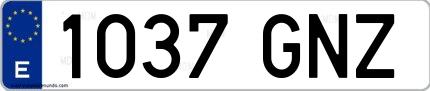Ejemplo de matrícula española 1037 GNZ