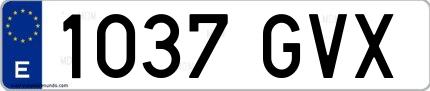 Ejemplo de matrícula española 1037 GVX