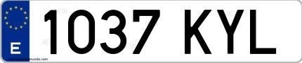 Ejemplo de matrícula española 1037 KYL