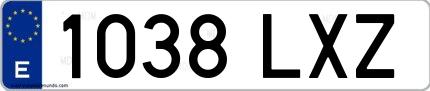 Ejemplo de matrícula española 1038 LXZ