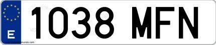 Ejemplo de matrícula española 1038 MFN