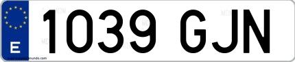 Ejemplo de matrícula española 1039 GJN