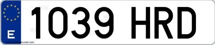 Ejemplo de matrícula española 1039 HRD