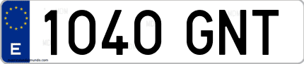 Ejemplo de matrícula de coche ordinaria 1040 GNT