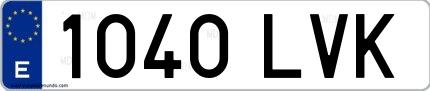 Ejemplo de matrícula española 1040 LVK