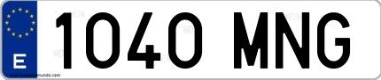 Ejemplo de matrícula española 1040 MNG