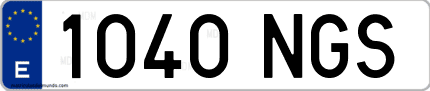 Ejemplo de matrícula de coche ordinaria 1040 NGS