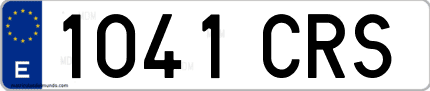 Ejemplo de matrícula de coche ordinaria 1041 CRS