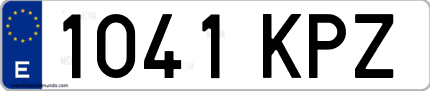 Ejemplo de matrícula de coche ordinaria 1041 KPZ