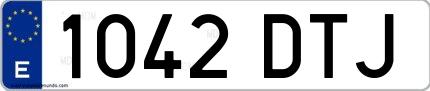 Ejemplo de matrícula española 1042 DTJ