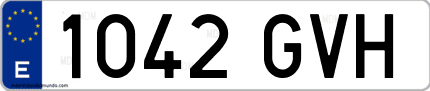 Ejemplo de matrícula de coche ordinaria 1042 GVH