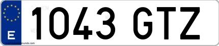 Ejemplo de matrícula española 1043 GTZ