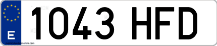 Ejemplo de matrícula de coche ordinaria 1043 HFD