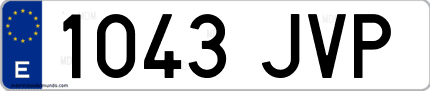 Ejemplo de matrícula de coche ordinaria 1043 JVP