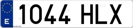 Ejemplo de matrícula española 1044 HLX