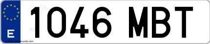 Ejemplo de matrícula española 1046 MBT