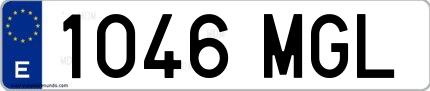 Ejemplo de matrícula española 1046 MGL