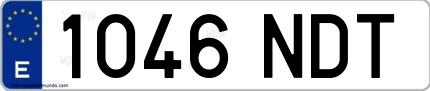 Ejemplo de matrícula española 1046 NDT