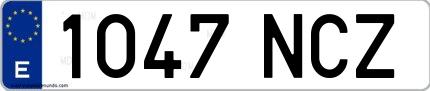 Ejemplo de matrícula española 1047 NCZ