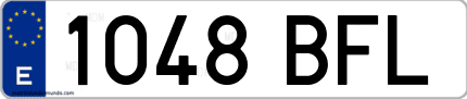 Ejemplo de matrícula de coche ordinaria 1048 BFL