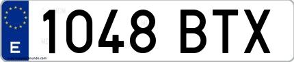 Ejemplo de matrícula española 1048 BTX