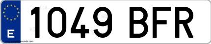 Ejemplo de matrícula española 1049 BFR