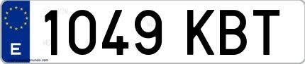 Ejemplo de matrícula española 1049 KBT