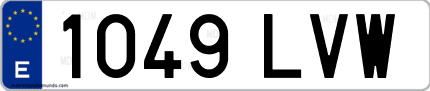 Ejemplo de matrícula de coche ordinaria 1049 LVW