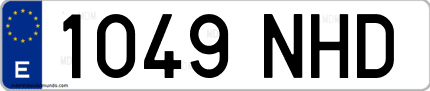 Ejemplo de matrícula de coche ordinaria 1049 NHD