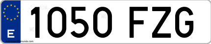 Ejemplo de matrícula de coche ordinaria 1050 FZG