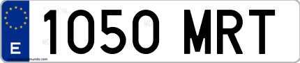 Ejemplo de matrícula de coche ordinaria 1050 MRT