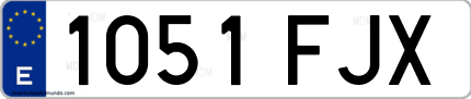 Ejemplo de matrícula de coche ordinaria 1051 FJX