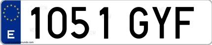 Ejemplo de matrícula española 1051 GYF