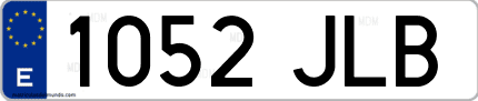 Ejemplo de matrícula de coche ordinaria 1052 JLB