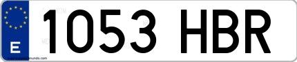 Ejemplo de matrícula española 1053 HBR