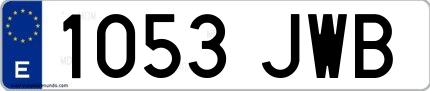 Ejemplo de matrícula española 1053 JWB
