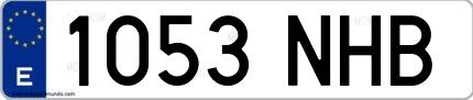 Ejemplo de matrícula española 1053 NHB